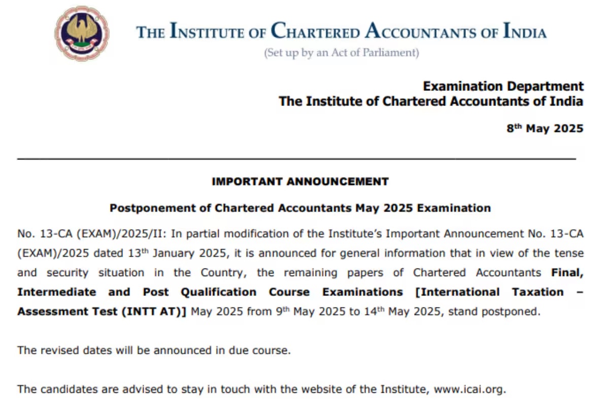 ICAI CA Exam 2025