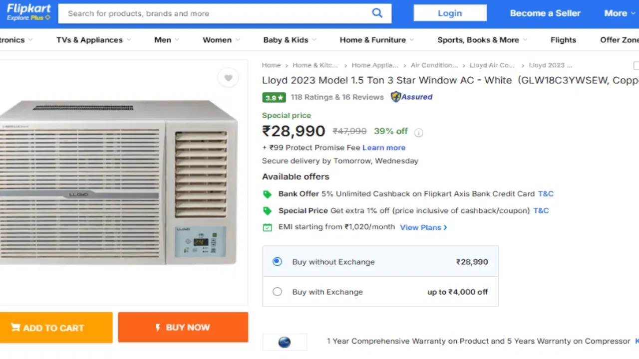 1.5 ton AC Price