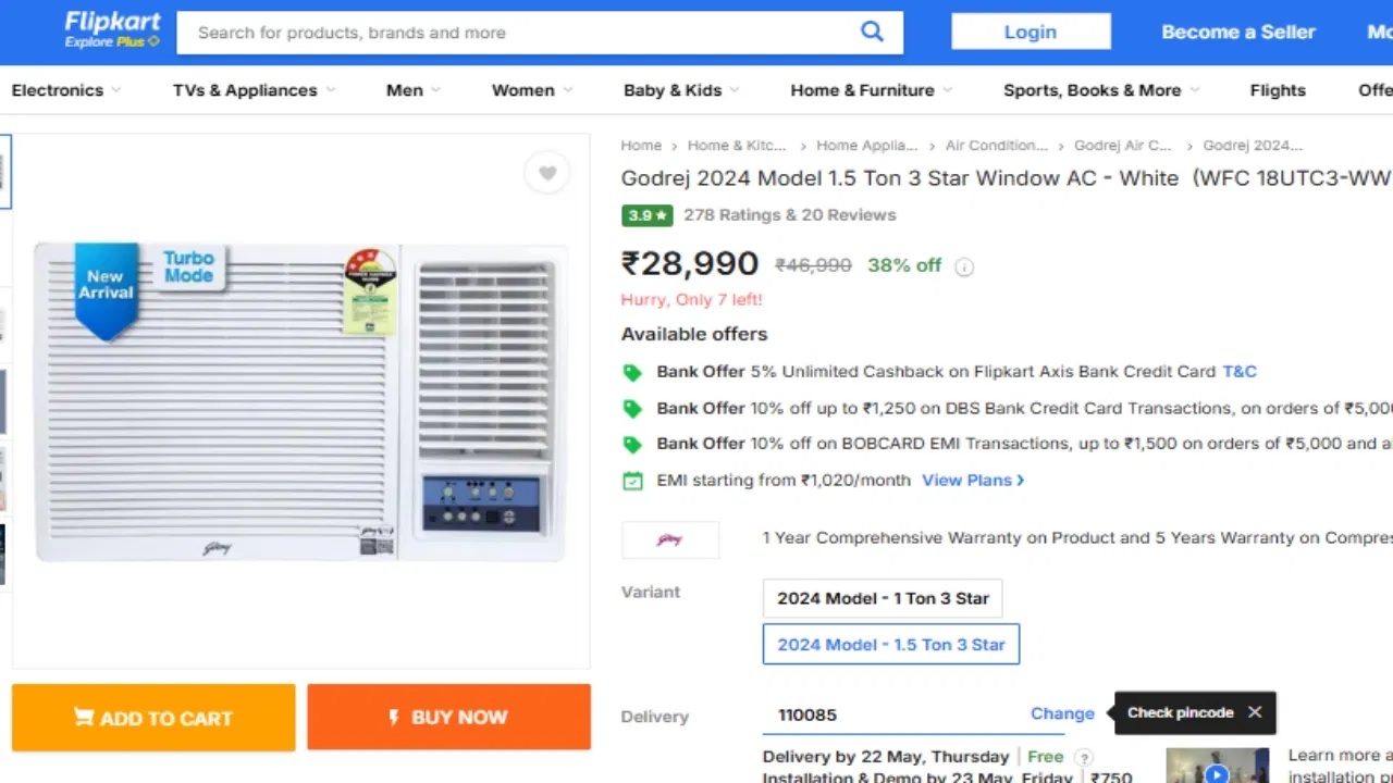 1.5 ton AC Price