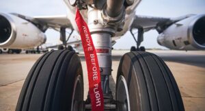 Red Tags On Fighter Jet